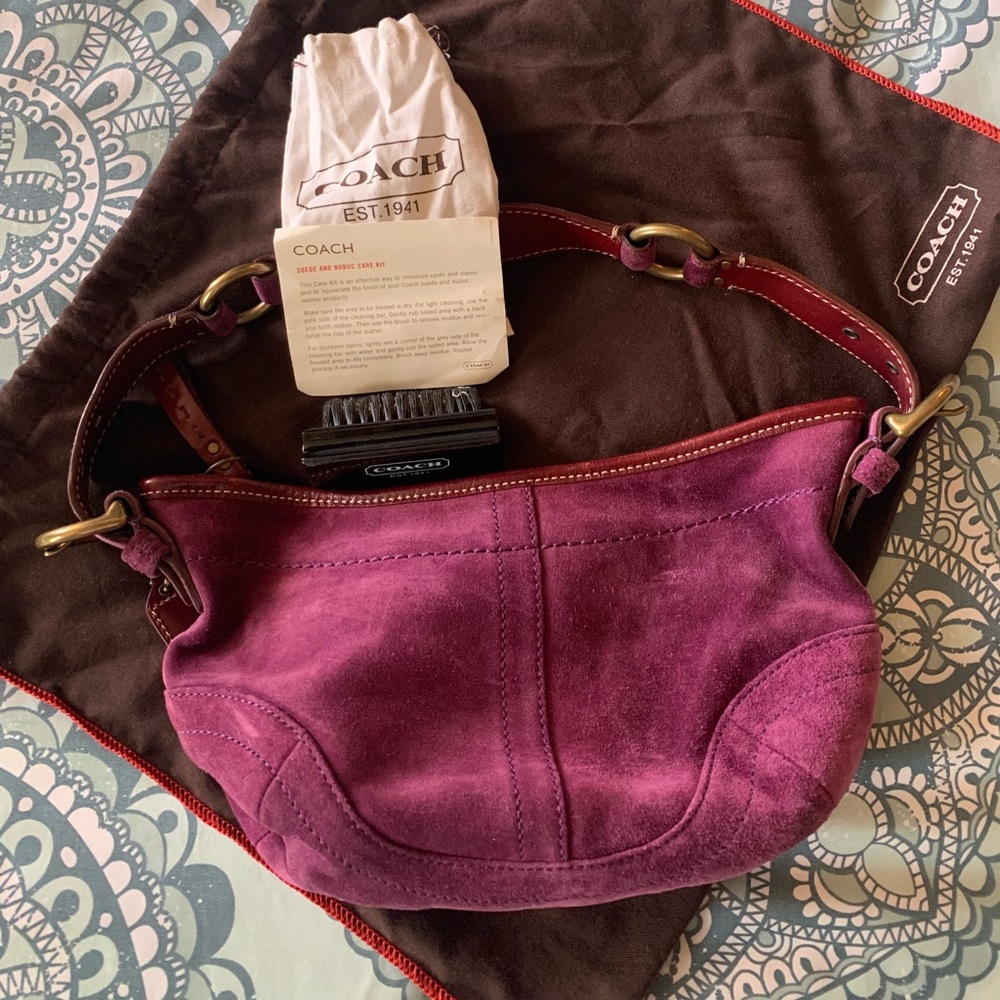 Coach purple suede hobo bag